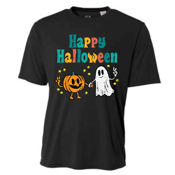 Spooky Halloween Pumpkin Ghost Retro Vibes Cooling Performance Crew T-Shirt