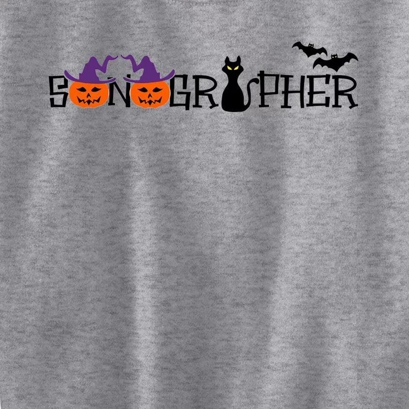 Sonographer Halloween Pumpkin Sonography Spooky Nurse Gift Kids Sweatshirt