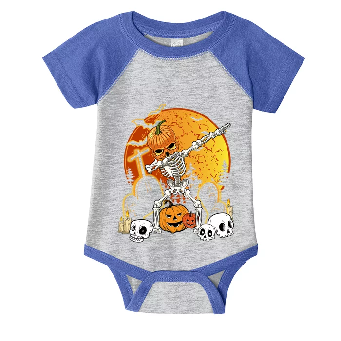 Skeleton Halloween Pumpkin Jack O Lantern Dab Gift Infant Baby Jersey Bodysuit