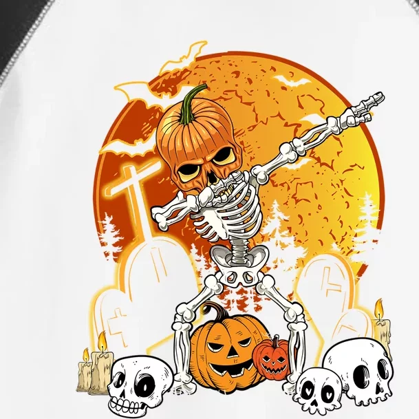 Skeleton Halloween Pumpkin Jack O Lantern Dab Gift Toddler Fine Jersey T-Shirt