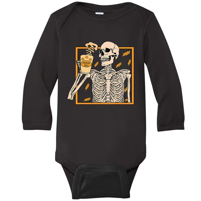 Spooky Halloween Pumpkin Spice Syrup Creamer Baby Long Sleeve Bodysuit