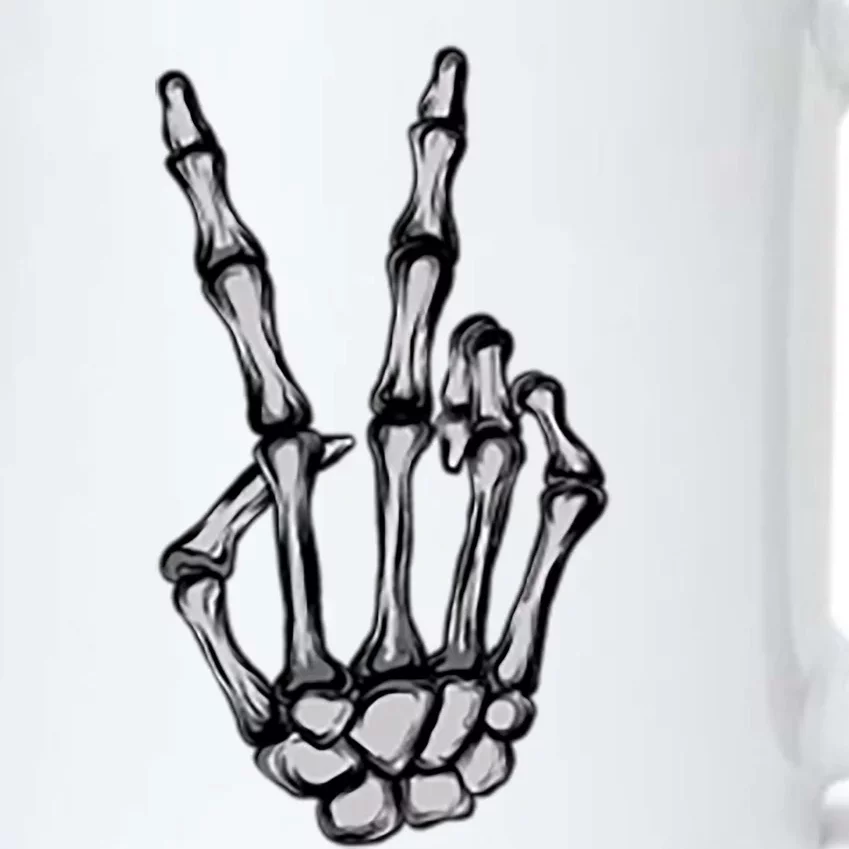 Skeleton Hand Peace Sign Funny Pocket Halloween Peace Lover Gift Black Color Changing Mug