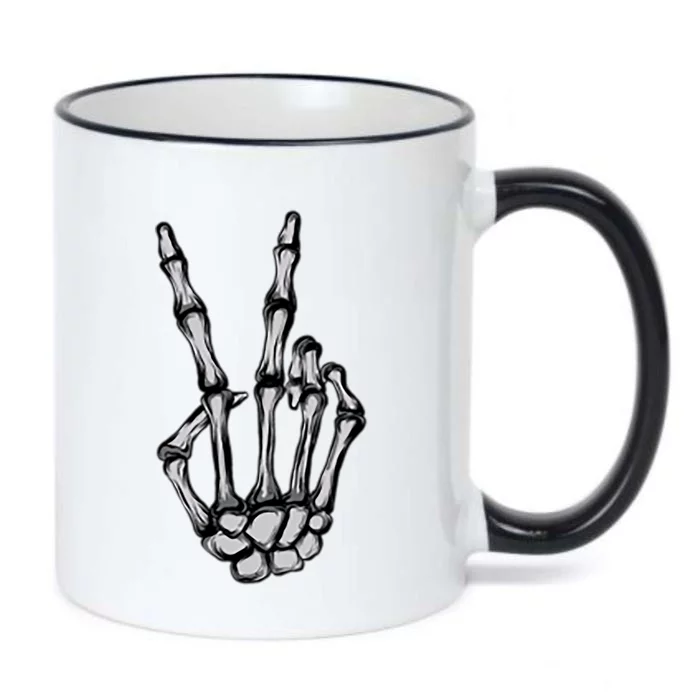 Skeleton Hand Peace Sign Funny Pocket Halloween Peace Lover Gift Black Color Changing Mug