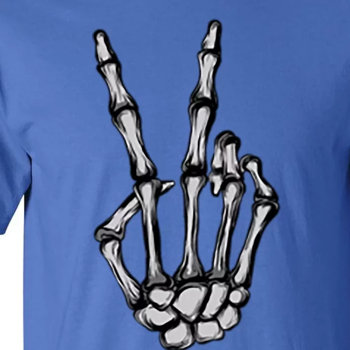 Skeleton Hand Peace Sign Funny Pocket Halloween Peace Lover Gift Tall T-Shirt