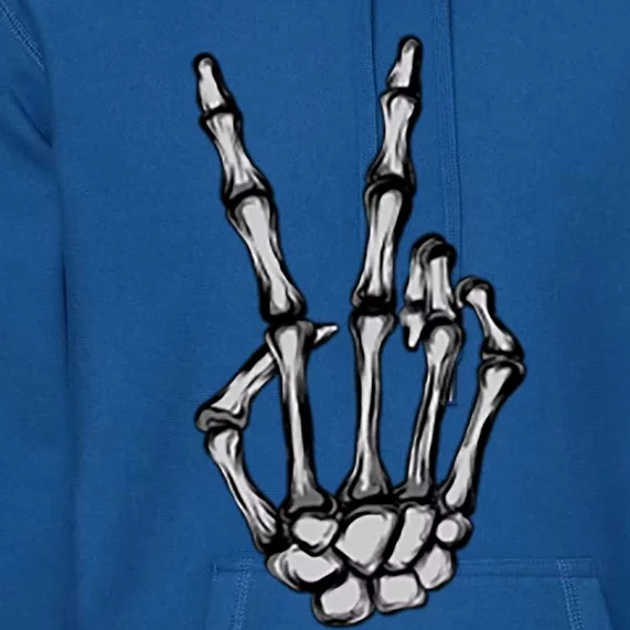 Skeleton Hand Peace Sign Funny Pocket Halloween Peace Lover Gift Premium Hoodie