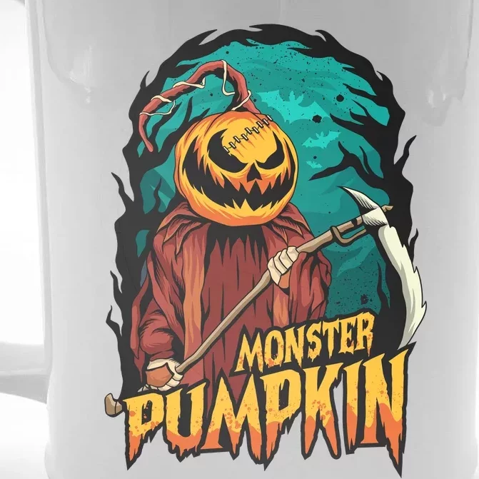 Spooky Halloween Pumpkin Graphic Front & Back Beer Stein