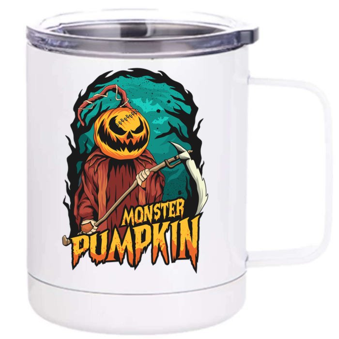 Spooky Halloween Pumpkin Graphic Front & Back 12oz Stainless Steel Tumbler Cup