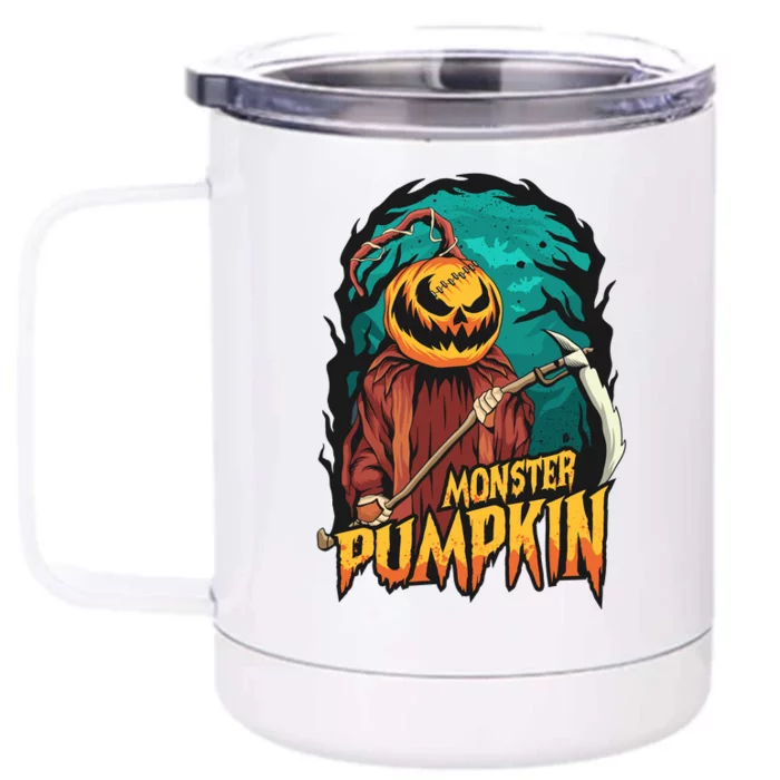 Spooky Halloween Pumpkin Graphic Front & Back 12oz Stainless Steel Tumbler Cup