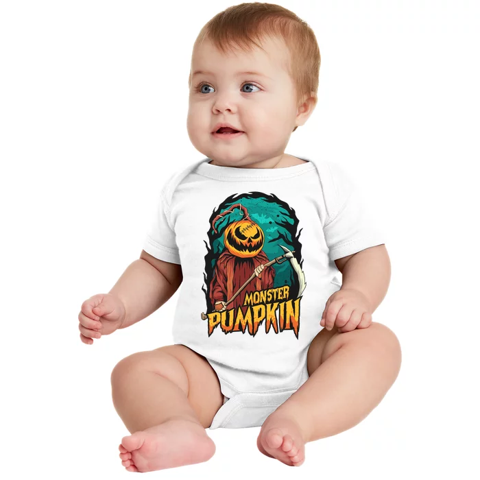 Spooky Halloween Pumpkin Graphic Baby Bodysuit