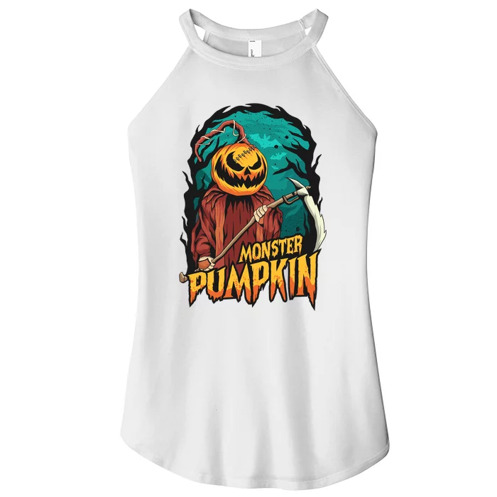 Spooky Halloween Pumpkin Graphic Women’s Perfect Tri Rocker Tank