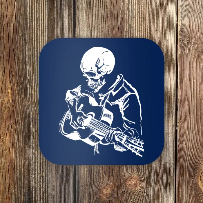 Skeleton Head Playing Acoustic His Guitar Great Coaster