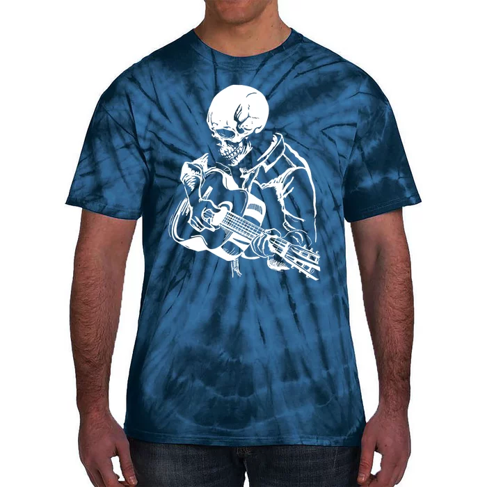 Skeleton Head Playing Acoustic His Guitar Great Tie-Dye T-Shirt