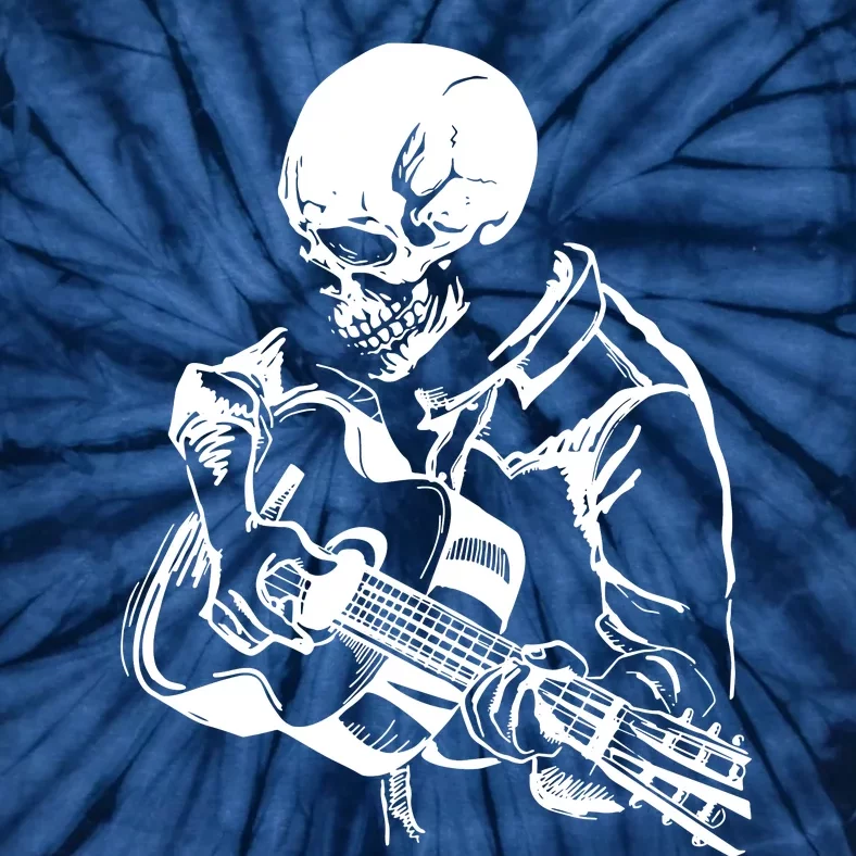 Skeleton Head Playing Acoustic His Guitar Great Tie-Dye T-Shirt