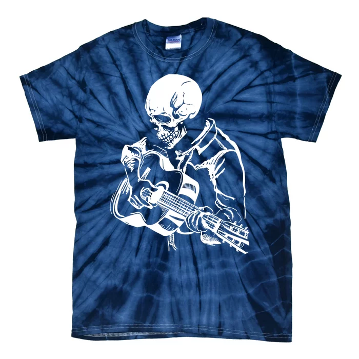 Skeleton Head Playing Acoustic His Guitar Great Tie-Dye T-Shirt