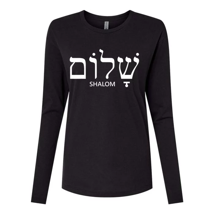 Shalom Hebrew Peace Israel Jewish Womens Cotton Relaxed Long Sleeve T-Shirt