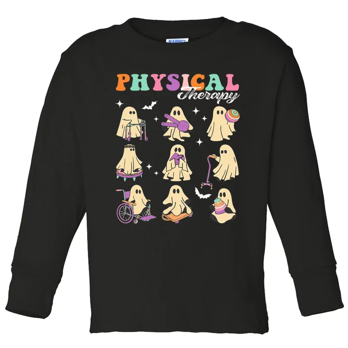 Spooky Halloweenthemed Physical Therapy Groovy Toddler Long Sleeve Shirt