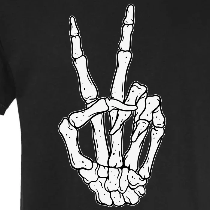 Skeleton Hand Peace Sign Bone Garment-Dyed Heavyweight T-Shirt