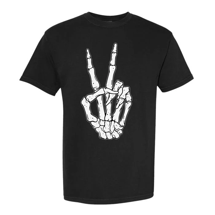 Skeleton Hand Peace Sign Bone Garment-Dyed Heavyweight T-Shirt