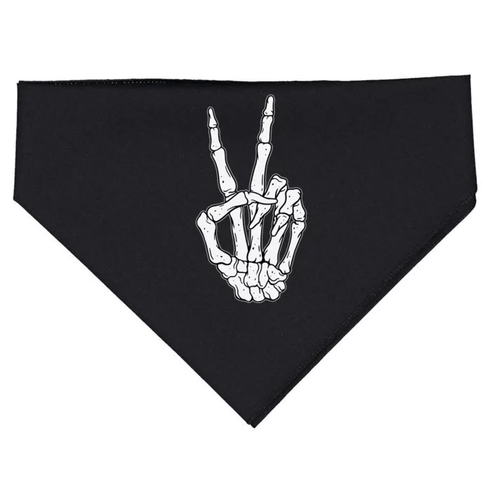 Skeleton Hand Peace Sign Bone USA-Made Doggie Bandana