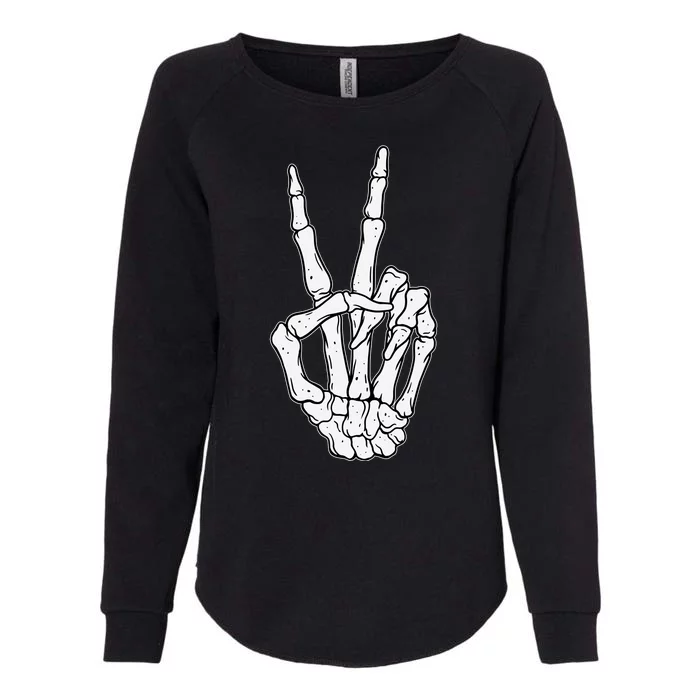 Skeleton Hand Peace Sign Bone Womens California Wash Sweatshirt