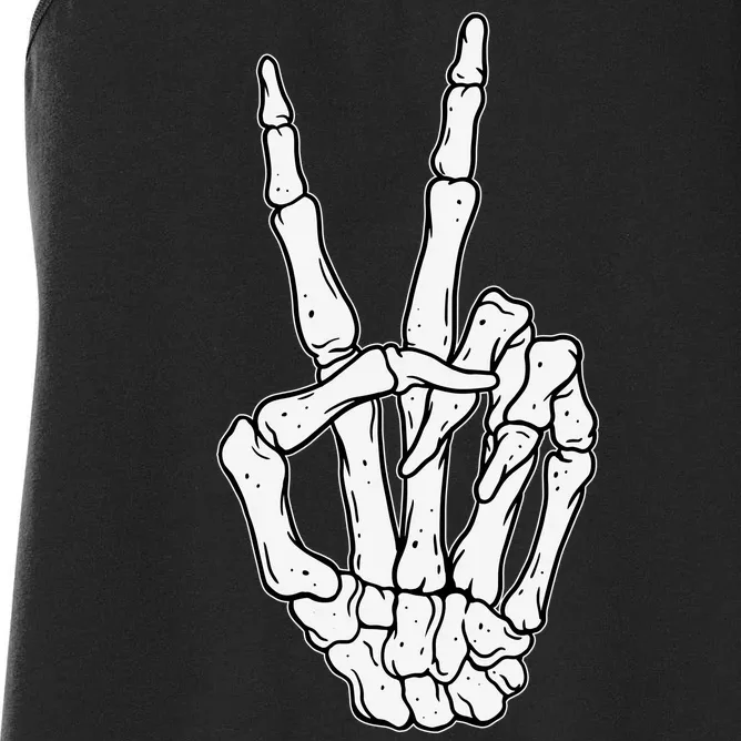 Skeleton Hand Peace Sign Bone Women's Racerback Tank