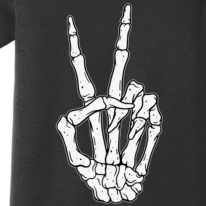 Skeleton Hand Peace Sign Bone Baby Bodysuit