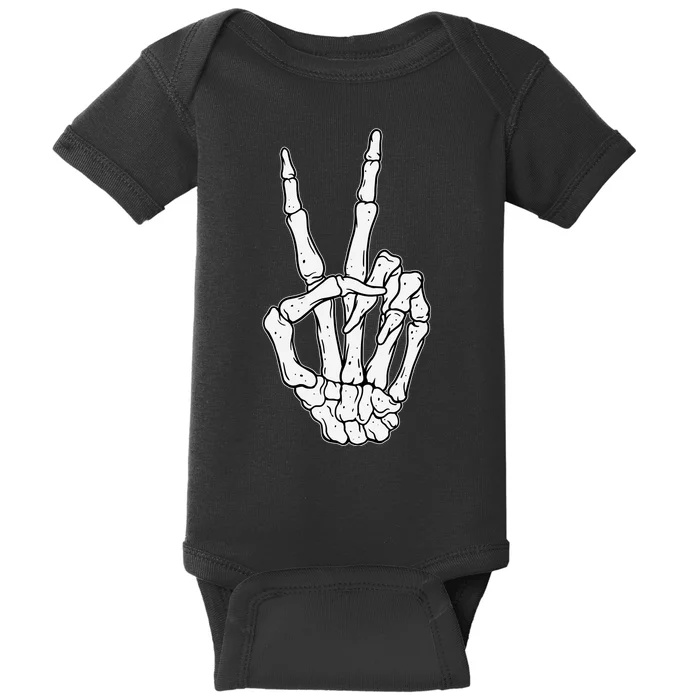 Skeleton Hand Peace Sign Bone Baby Bodysuit