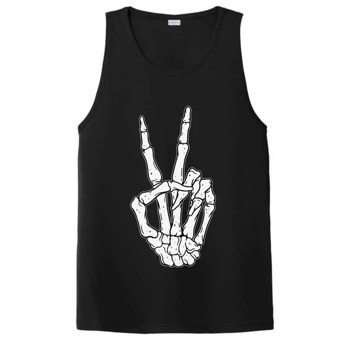 Skeleton Hand Peace Sign Bone Performance Tank