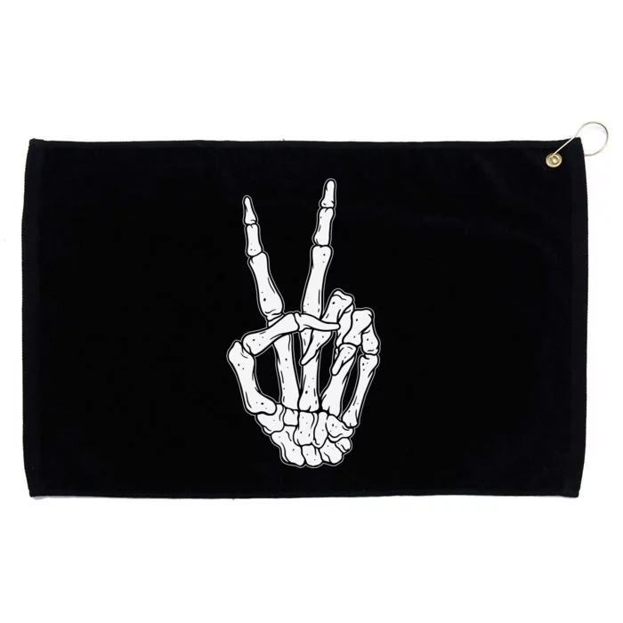 Skeleton Hand Peace Sign Bone Grommeted Golf Towel