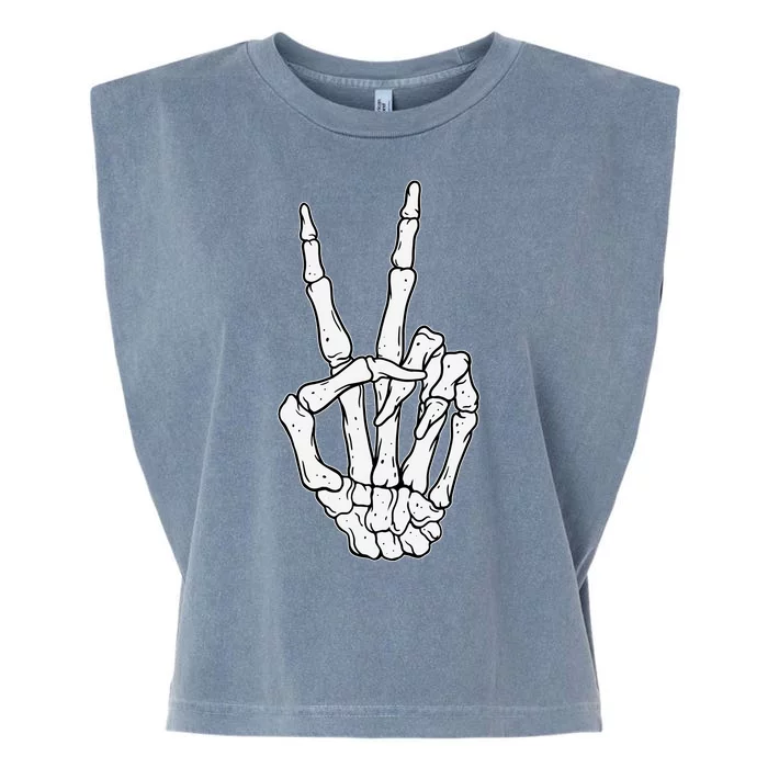 Skeleton Hand Peace Sign Bone Garment-Dyed Women's Muscle Tee