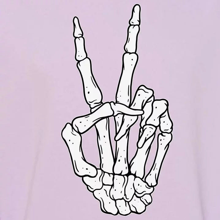 Skeleton Hand Peace Sign Bone Garment-Dyed Sweatshirt