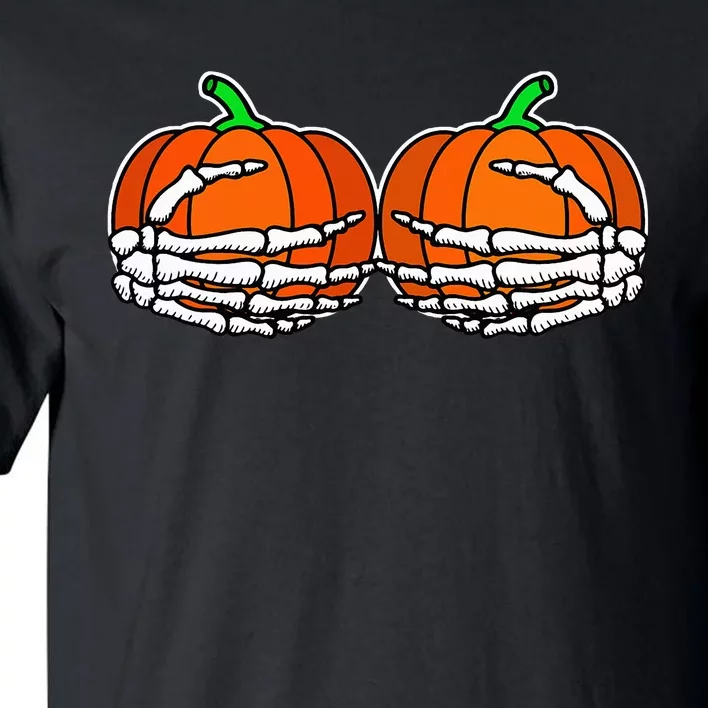 Spooky Halloween Pumpkin with Skeleton Hand Design Tall T-Shirt