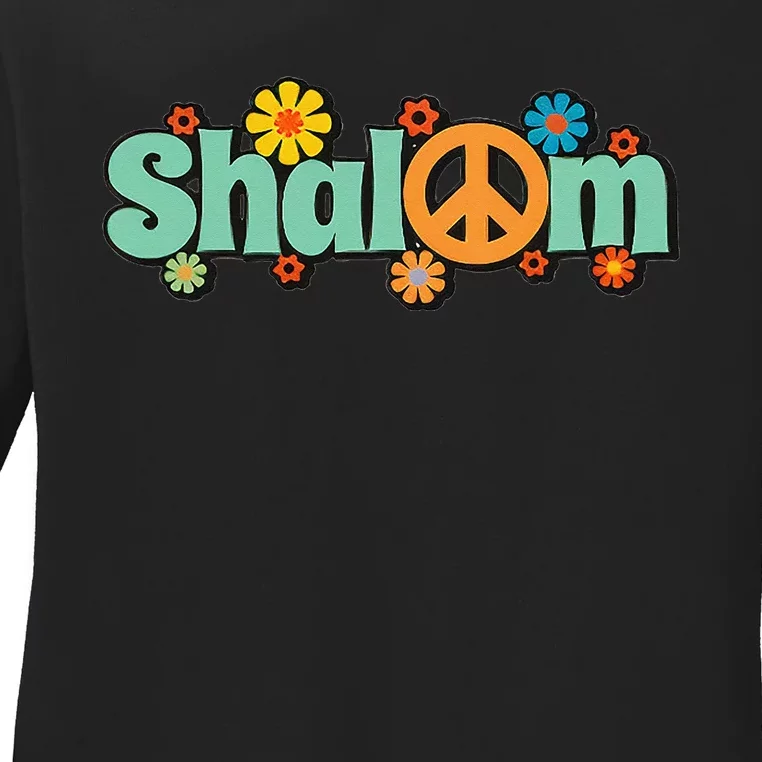 Shalom Hebrew Peace & Harmony Rosh Hashanah Jewish New Year Ladies Long Sleeve Shirt