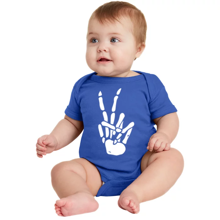 Skeleton Hand Peace Sign Bones Great Gift Baby Bodysuit