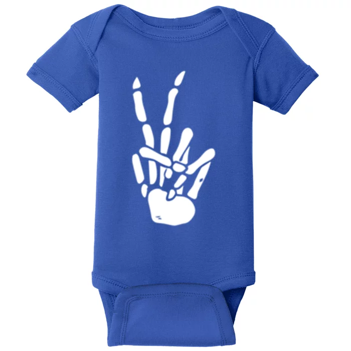 Skeleton Hand Peace Sign Bones Great Gift Baby Bodysuit