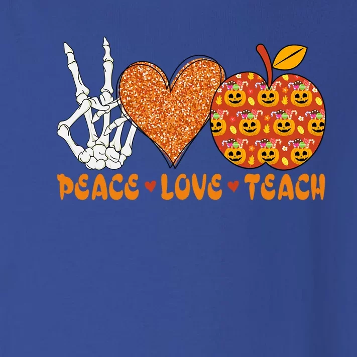 Skeleton Hand Peace Love Teach Heart Pumpkin Cool Gift Toddler Long Sleeve Shirt