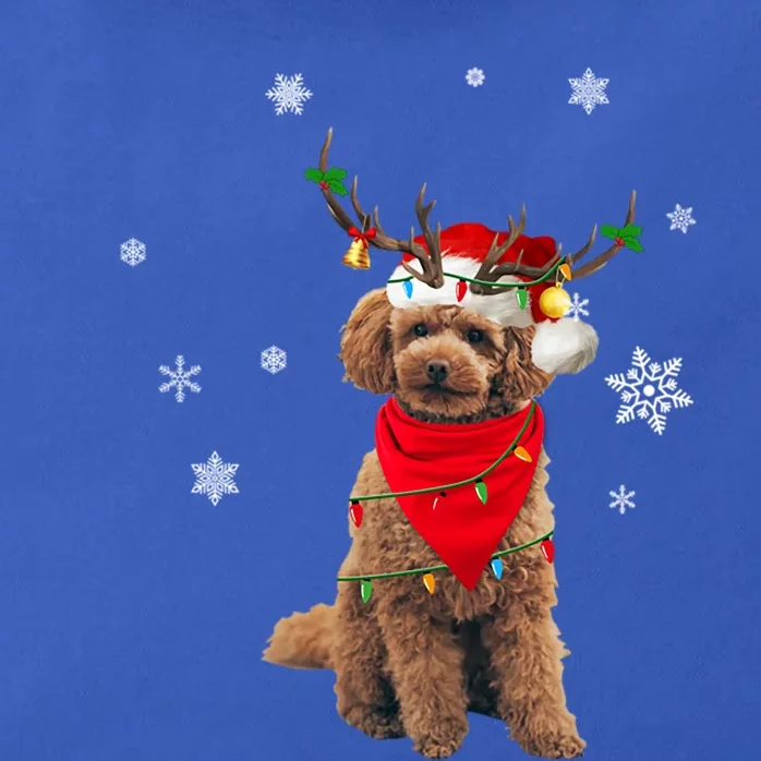 Santa Hat Poodle Reindeer Tree Light Christmas Dog Lover Meaningful Gift Zip Tote Bag