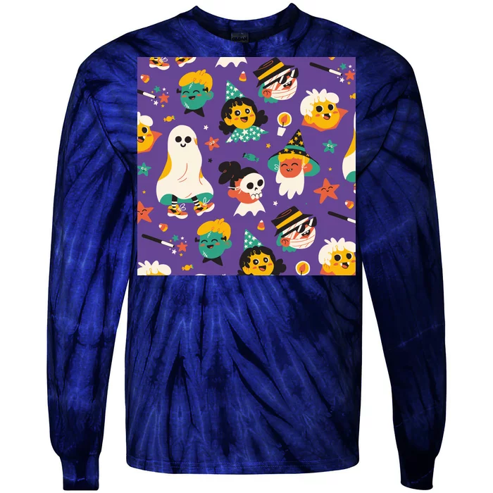 Spooky Halloween Pattern Cartoon Tie-Dye Long Sleeve Shirt