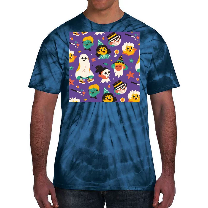 Spooky Halloween Pattern Cartoon Tie-Dye T-Shirt