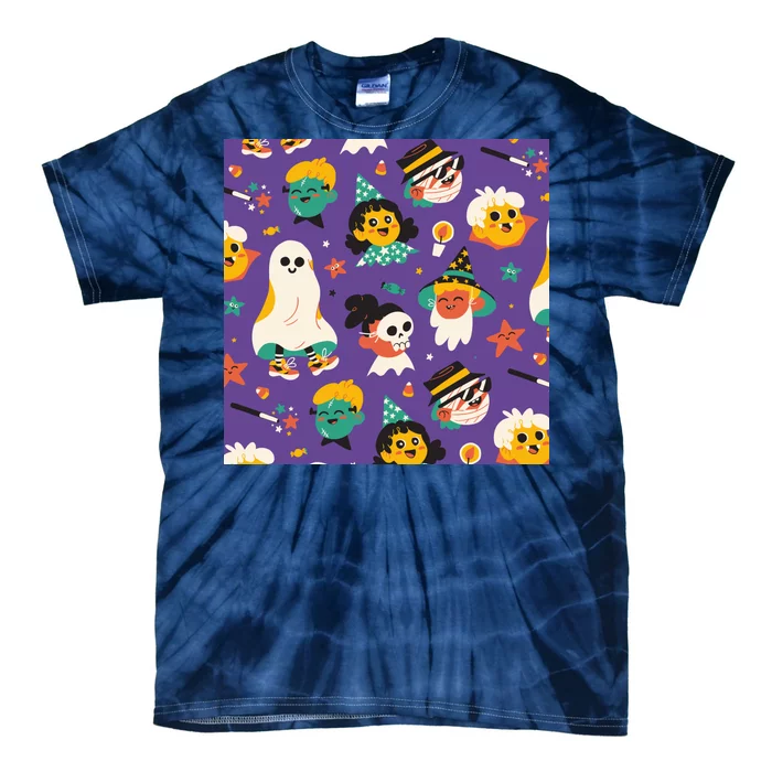 Spooky Halloween Pattern Cartoon Tie-Dye T-Shirt