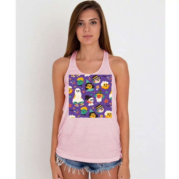 Spooky Halloween Pattern Cartoon Women's Knotted Racerback Tank