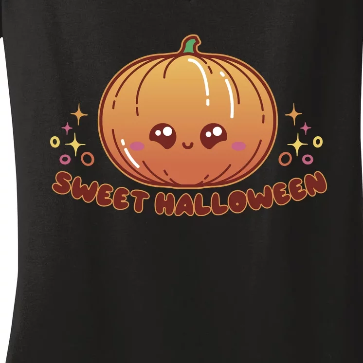 Sweet Halloween Pumpkin Women's V-Neck T-Shirt