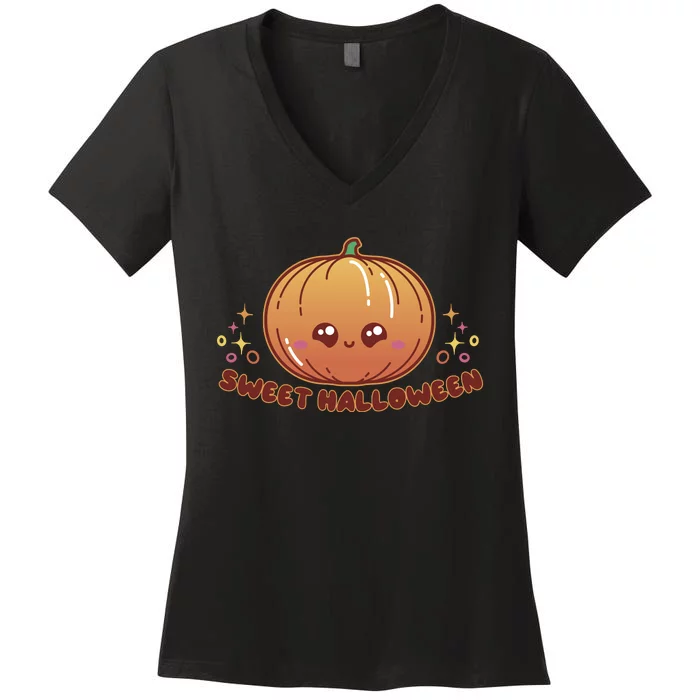 Sweet Halloween Pumpkin Women's V-Neck T-Shirt