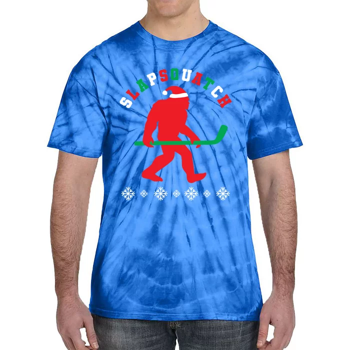 Slapsquatch Hockey Player Sasquatch Christmas Hockey Bigfoot Gift Tie-Dye T-Shirt