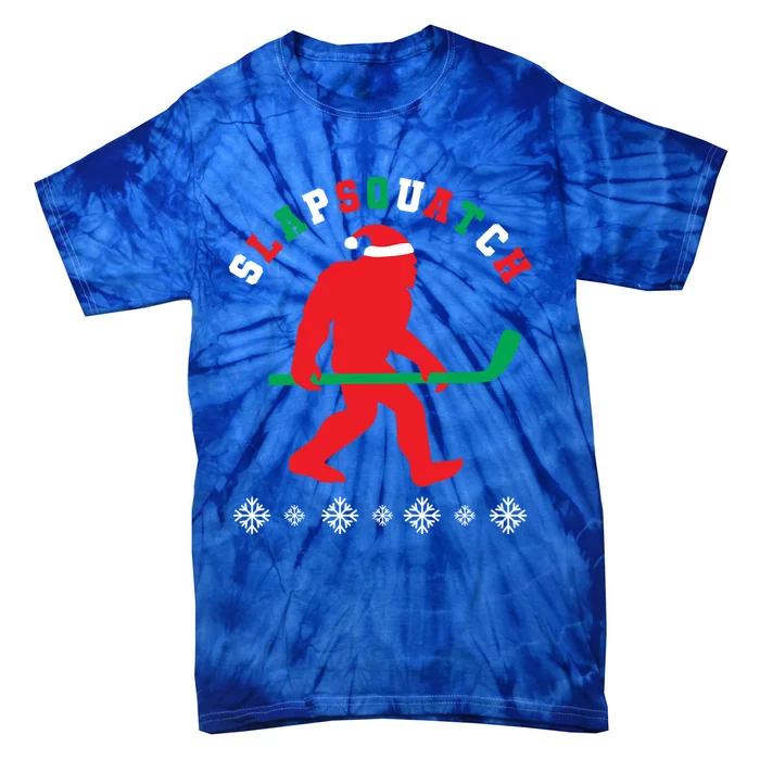 Slapsquatch Hockey Player Sasquatch Christmas Hockey Bigfoot Gift Tie-Dye T-Shirt