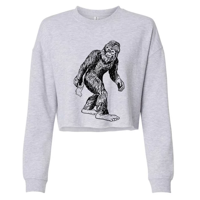 Silly Halloween Perfect Bigfoot Carries Toilet Paper Cropped Pullover Crew