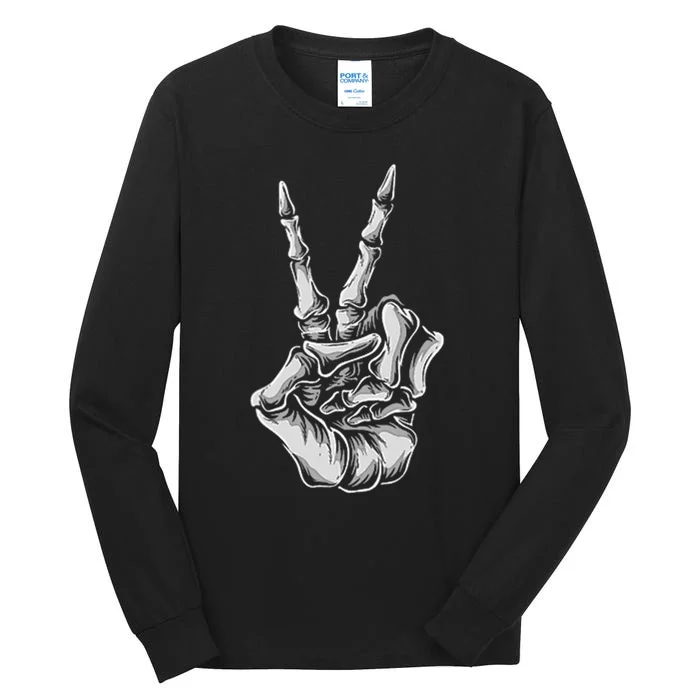 Skeleton Hand Peace Sign Bones Vintage Retro Peace Tall Long Sleeve T-Shirt