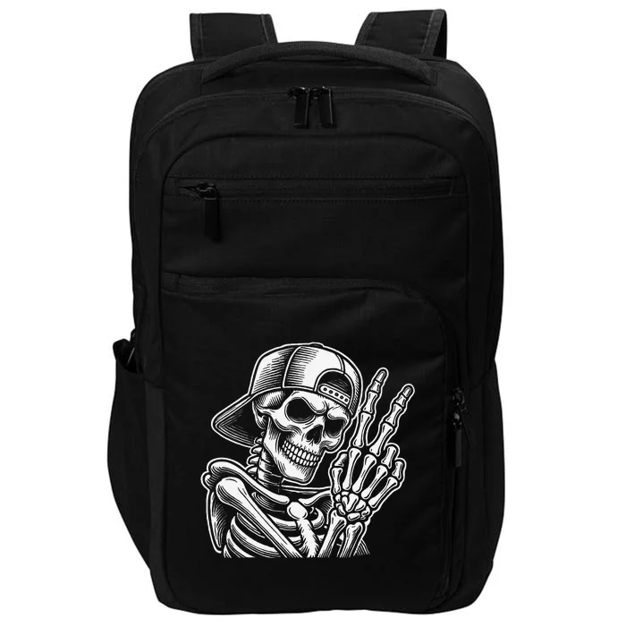 Skeleton Hand Peace Sign Retro Halloween Skeleton Hand Sign Impact Tech Backpack