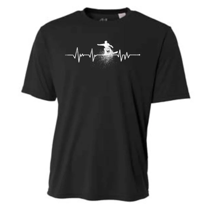 Snowboarding Heartbeat Pulse Distressed For Ski Lovers Cute Gift Cooling Performance Crew T-Shirt