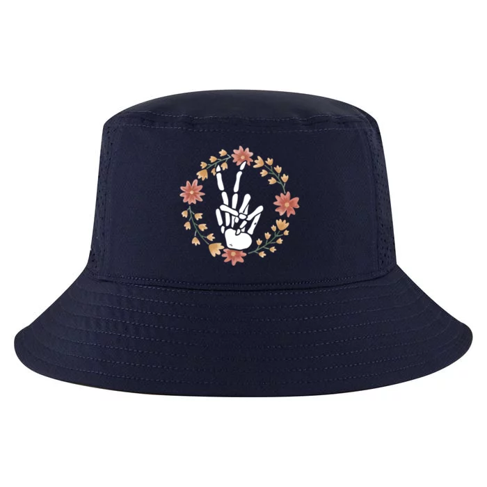 Skeleton Hand Peace Sign Bone Flowers Meaningful Gift Cool Comfort Performance Bucket Hat